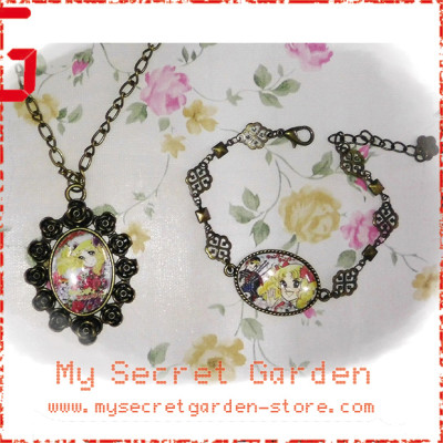 Candy Candy キャンディ・キャンディ Candice White Ardlay Cabochon Bronze Necklace and Bracelet Set 2 Candy Candy キャンディ・キャンディ Candice White Ardlay Cabochon Bronze Necklace and Bracelet Set 2